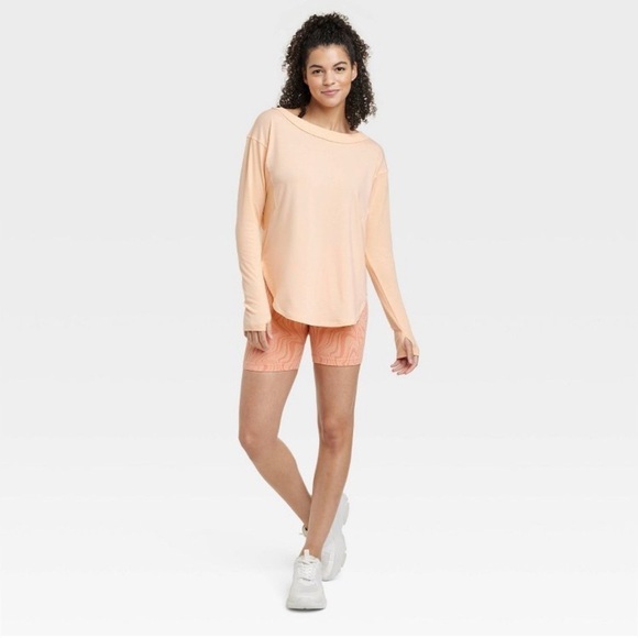 Women’s JoyLab Long Sleeve Tunic Top Melon Orange / Large / XXL - Picture 2 of 5